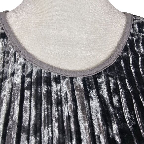 Shiny Pleated Dress Regency Core Party Glam Velvet Gray Origami by Vivien M - Picture 6 of 16